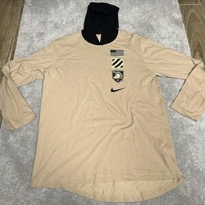 Army Black Knights Shirt Mens Large Tan NCAA Football Nike Dri Fit Hooded